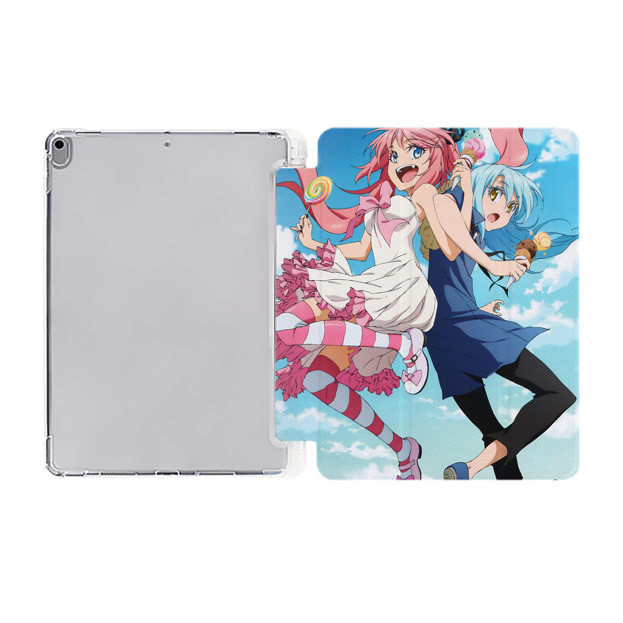 （画像用） 転スラ Regarding Reincarnated to Slime IPad ケース ペン収納付き 三つ折りスタンド PUレザー×シリコン 対応機種9.5/10.5/10.9インチ